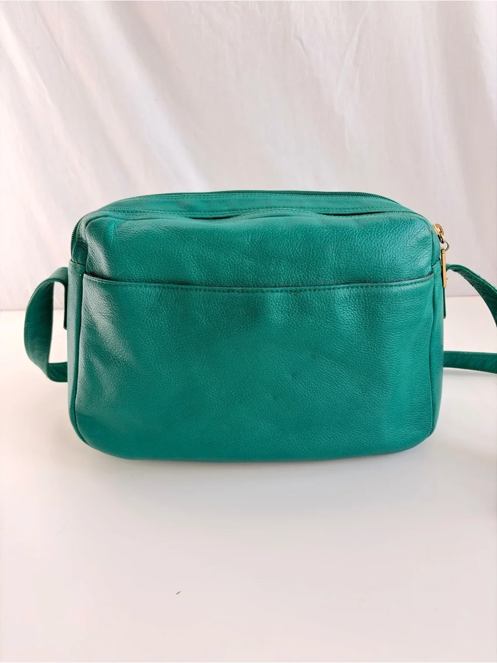 Liz Claiborne Teal Green Leather Crossbody Shoulder Bag Purse Vintage 1980/90s.